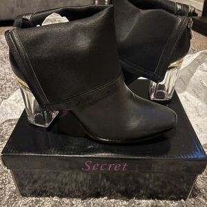 Next Black Heeled Ankle Boots with Clear Accents
